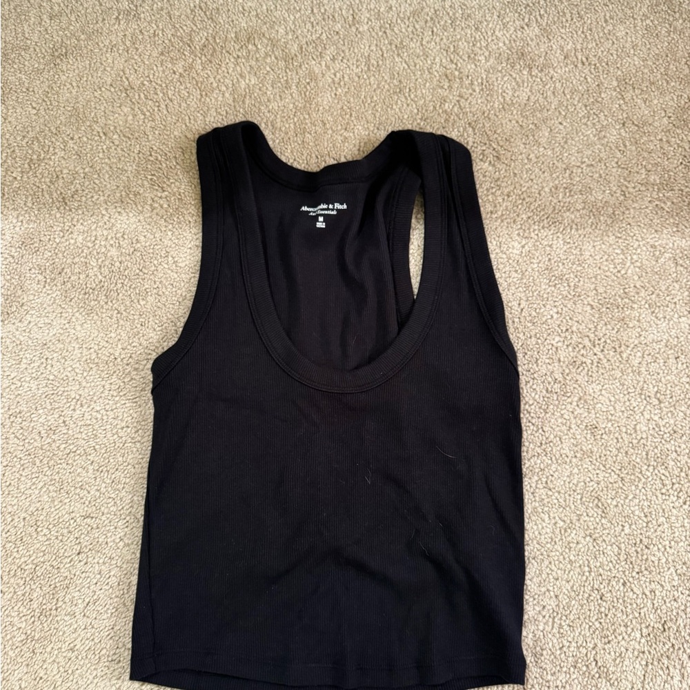Abercrombie & Fitch Ribbed Black Cropped Tank Top
